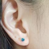 0.50 Carat (ctw) 18K White Gold Round Cut Blue Diamond Ladies Stud Earrings 1/2 CT