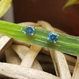0.50 Carat (ctw) 18K White Gold Round Cut Blue Diamond Ladies Stud Earrings 1/2 CT