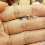 0.50 Carat (ctw) 18K White Gold Round Cut Blue Diamond Ladies Stud Earrings 1/2 CT