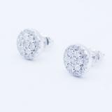 0.40 Carat (ctw) 14K White Gold Real Round Cut White Diamond Ladies Cluster Flower Stud Earrings