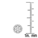 0.40 Carat (ctw) 14K White Gold Real Round Cut White Diamond Ladies Cluster Flower Stud Earrings
