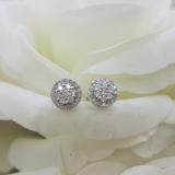 0.40 Carat (ctw) 14K White Gold Real Round Cut White Diamond Ladies Cluster Flower Stud Earrings