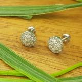 0.40 Carat (ctw) 14K White Gold Real Round Cut White Diamond Ladies Cluster Flower Stud Earrings