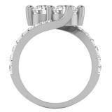 3.35 Carat (ctw) 10K White Gold Round Cubic Zirconia Forever Together Two Stone Bridal Ring 1 CT