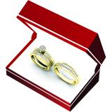 0.60 Carat (ctw) 14K Yellow Gold Round Diamond Men & Women's Engagement Ring Trio Bridal Set