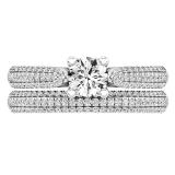 0.98 Carat (ctw) 14K White Gold Round Diamond Bridal Engagement Ring With Matching Band Set 1 CT