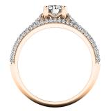 0.98 Carat (ctw) 18K Rose Gold Round Diamond Bridal Engagement Ring With Matching Band Set 1 CT