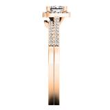 0.50 Carat (ctw) 10K Rose Gold Princess & Round Diamond Halo Bridal Engagement Ring Set 1/2 CT