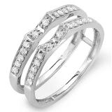0.32 Carat (ctw) 10K White Gold Round Diamond Ladies Bridal Wedding Band Double Guard Ring 1/3 CT