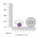 10K White Gold 6.5 MM Round Amethyst & White Diamond Ladies Bridal Halo Style Engagement Ring