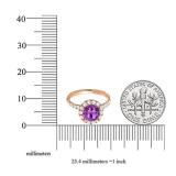 10K Rose Gold 7.5 MM Round Amethyst & White Diamond Ladies Bridal Halo Engagement Ring