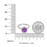 10K White Gold 7.5 MM Round Amethyst & White Diamond Ladies Bridal Halo Engagement Ring