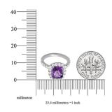 10K White Gold 8.5 MM Cushion Amethyst & Round White Diamond Ladies Bridal Halo Engagement Ring