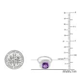 14K White Gold 7 MM Cushion Amethyst & Round White Diamond Ladies Bridal Halo Engagement Ring