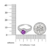 14K White Gold 6 MM Round Amethyst & White Diamond Halo Split Shank Bridal Engagement Ring
