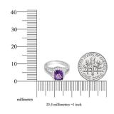 14K White Gold 7 MM Cushion Amethyst & Round White Diamond Halo Split Shank Bridal Engagement Ring
