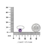 14K White Gold 7.00 MM Cushion Amethyst & Round White Diamond Ladies Bridal Halo Engagement Ring