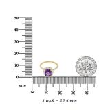 14K Yellow Gold 7.00 MM Cushion Amethyst & Round White Diamond Ladies Bridal Halo Engagement Ring