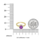 18K Yellow Gold 6.00 MM Round Amethyst & White Diamond Ladies Bridal Halo Engagement Ring