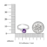 14K White Gold 6.00 MM Cushion Amethyst & Round White Diamond Ladies Bridal Halo Engagement Ring