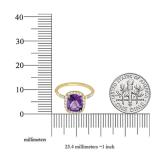 14K Yellow Gold 7.5 MM Cushion Amethyst & Round White Diamond Ladies Bridal Halo Engagement Ring