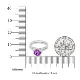 10K White Gold 6 MM Round Amethyst & White Diamond Bridal Wedding Ring Set
