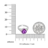 14K White Gold 6.5 MM Round Amethyst & White Diamond Ladies Bridal Halo Engagement Ring