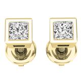 0.25 Carat (ctw) 18K Yellow Gold Princess Cut White Diamond Ladies Stud Earrings 1/4 CT