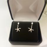 0.25 Carat (ctw) Sterling Silver Round White Diamond Ladies Starfish Earrings 1/4 CT