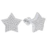 0.40 Carat (ctw) 10K White Gold Round Cut White Diamond Ladies Star Shape Fashion Stud Earrings
