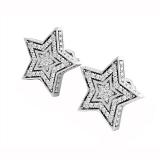 0.10 Carat (ctw) Sterling Silver Round Cut Diamond Ladies Star Shape Fashion Stud Earrings 1/10 CT