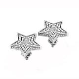 0.10 Carat (ctw) Sterling Silver Round Cut Diamond Ladies Star Shape Fashion Stud Earrings 1/10 CT