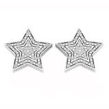 0.20 Carat (ctw) Sterling Silver Round White Diamond Ladies Star Shape Fashion Stud Earrings 1/5 CT