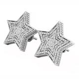 0.20 Carat (ctw) Sterling Silver Round White Diamond Ladies Star Shape Fashion Stud Earrings 1/5 CT