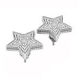 0.20 Carat (ctw) Sterling Silver Round White Diamond Ladies Star Shape Fashion Stud Earrings 1/5 CT