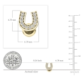 0.10 Carat (ctw) 10K Yellow Gold Round White Diamond Ladies Horse Shoe Earrings 1/10 CT