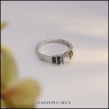 0.15 Carat (ctw) Sterling Silver Round Black & White Diamond Ladies Unique Engagement Bridal Ring