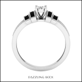 0.15 Carat (ctw) Sterling Silver Round Black & White Diamond Ladies Unique Engagement Bridal Ring