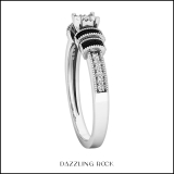 0.15 Carat (ctw) Sterling Silver Round Black & White Diamond Ladies Unique Engagement Bridal Ring