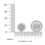 3.90 Carat (ctw) Sterling Silver Round Aquamarine & White Sapphire Ladies Halo Fashion Stud Earrings