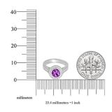 10K White Gold 6.5 MM Round Amethyst & White Diamond Ladies Bridal Halo Engagement Ring