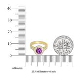 14K Yellow Gold 6.5 MM Round Amethyst & White Diamond Ladies Bridal Halo Engagement Ring
