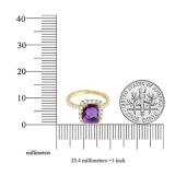 10K Yellow Gold 7.5 MM Cushion Amethyst & Round White Diamond Ladies Bridal Halo Engagement Ring