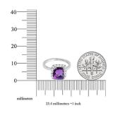 14K White Gold 7.5 MM Cushion Amethyst & Round White Diamond Ladies Bridal Halo Engagement Ring