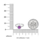 10K White Gold 6.5 MM Round Amethyst & White Diamond Ladies Bridal Halo Engagement Ring