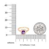 14K Rose Gold 6 MM Cushion Amethyst & Round White Diamond Bridal Halo Engagement Ring