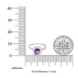 14K White Gold 6 MM Cushion Amethyst & Round White Diamond Bridal Halo Engagement Ring
