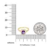 14K Yellow Gold 6 MM Cushion Amethyst & Round White Diamond Bridal Halo Engagement Ring