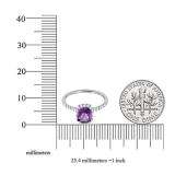 14K White Gold 6X6 MM Cushion Amethyst & White Diamond Bridal Halo Style Engagement Ring