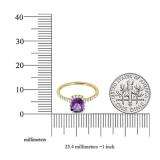 14K Yellow Gold 6X6 MM Cushion Amethyst & White Diamond Bridal Halo Style Engagement Ring